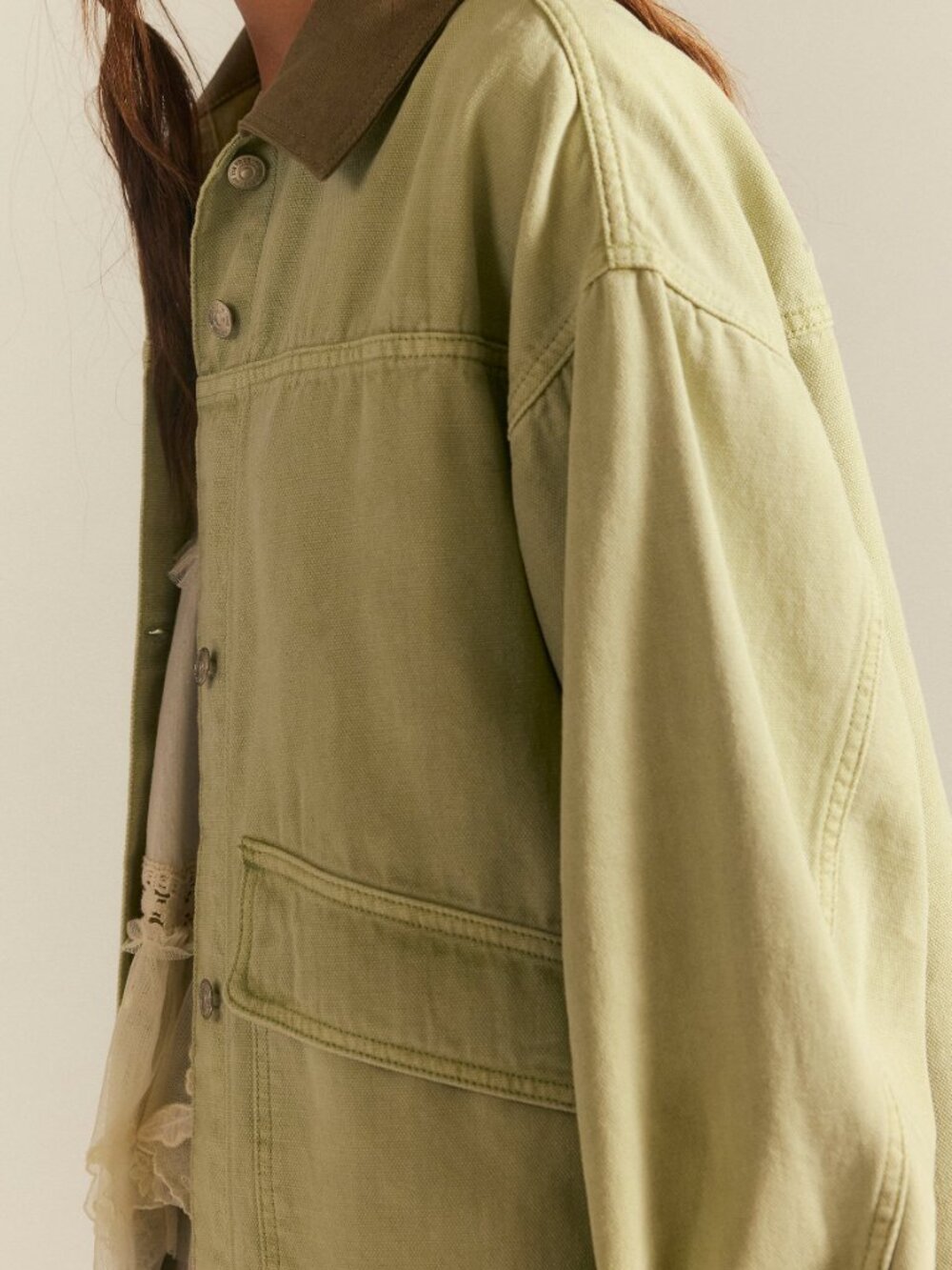 FREE PEOPLE We The Free Lemon Denim Jacket / Washed Sage - Picture 3 of 8